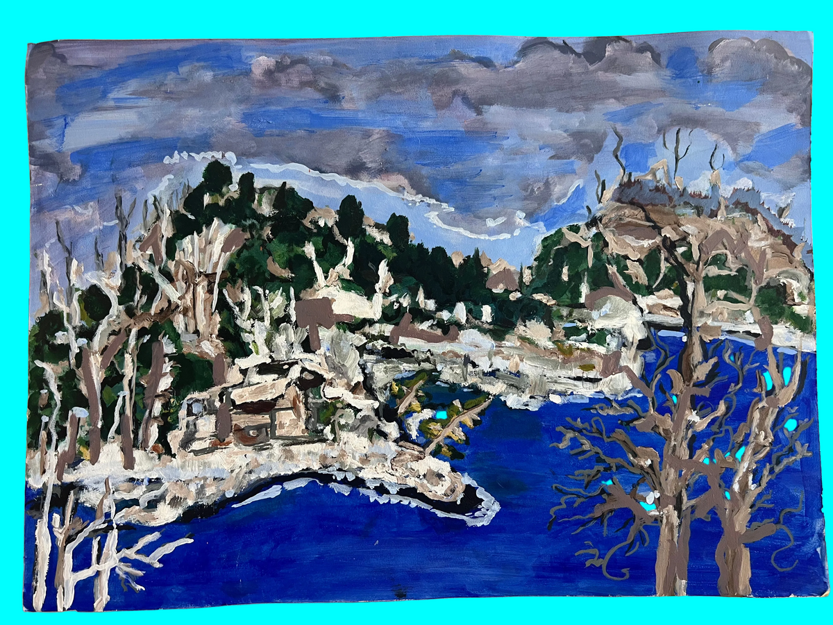 Blue Winter — Original Landscape Acrylic Painting